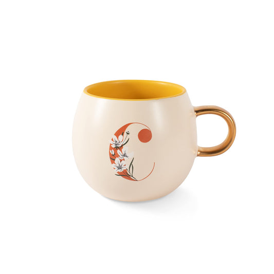 Monogram Floral Round Ceramic Mug 14oz