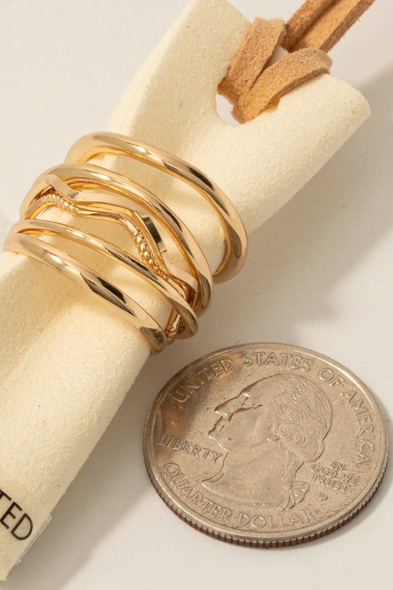 Assorted Wavy 5Pc Band Rings Set