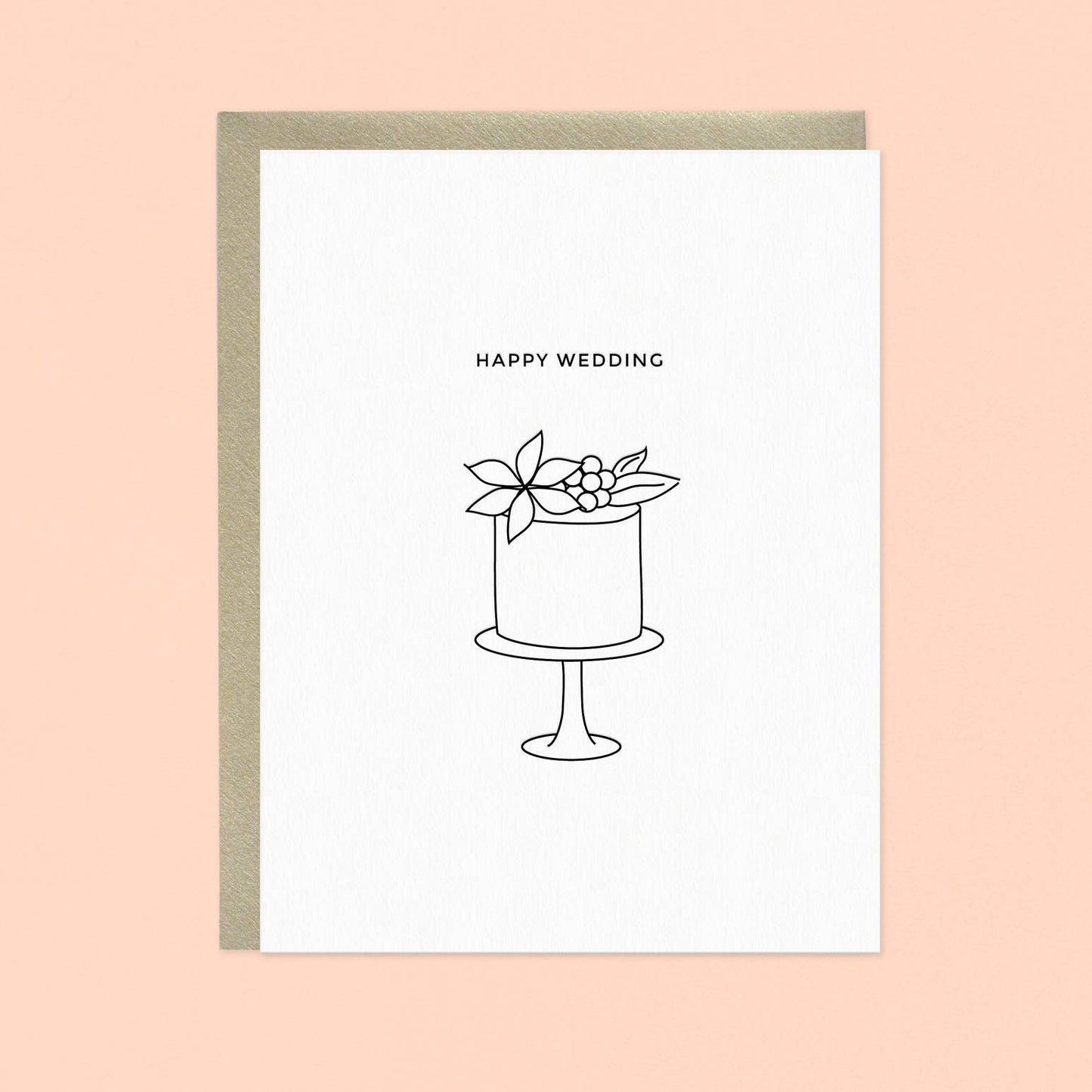 Linework Wedding Cake Letterpress Greeting Card