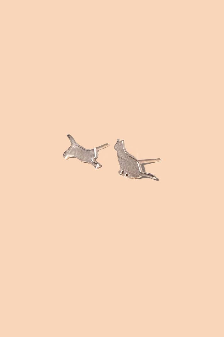 Cat Therapy Studs - 18K Gold Plated / Silver Rhodium Plated