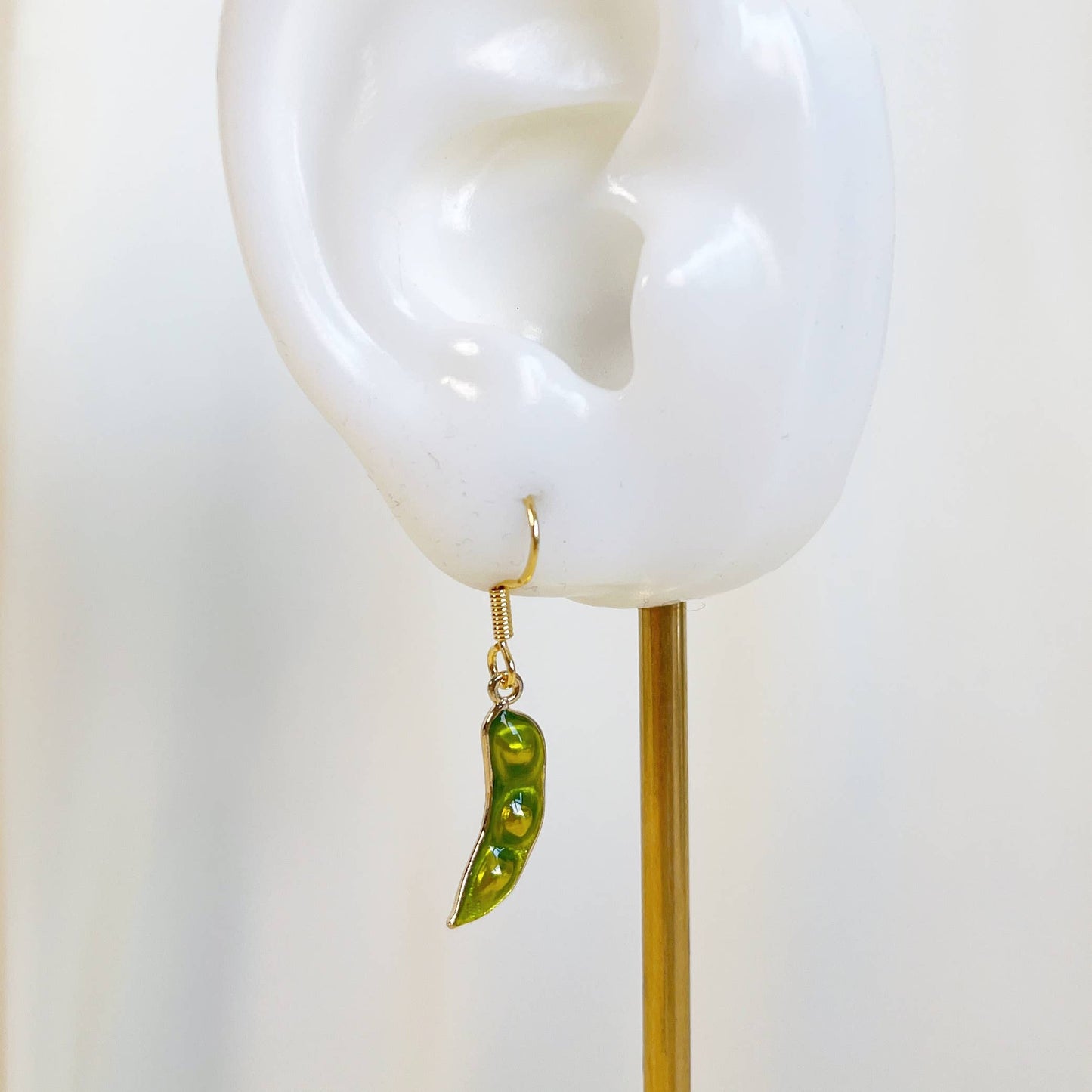 Green beans earrings, green pea earrings, vegetable earrings