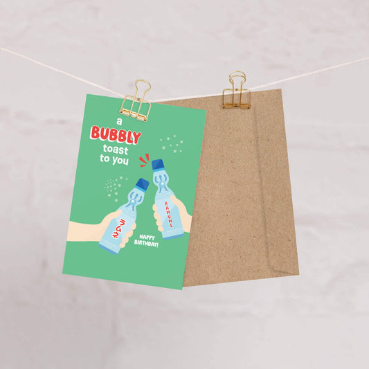 Ramune Toast Cute Birthday Card | Japanese Soda Pop Cheers Greetings