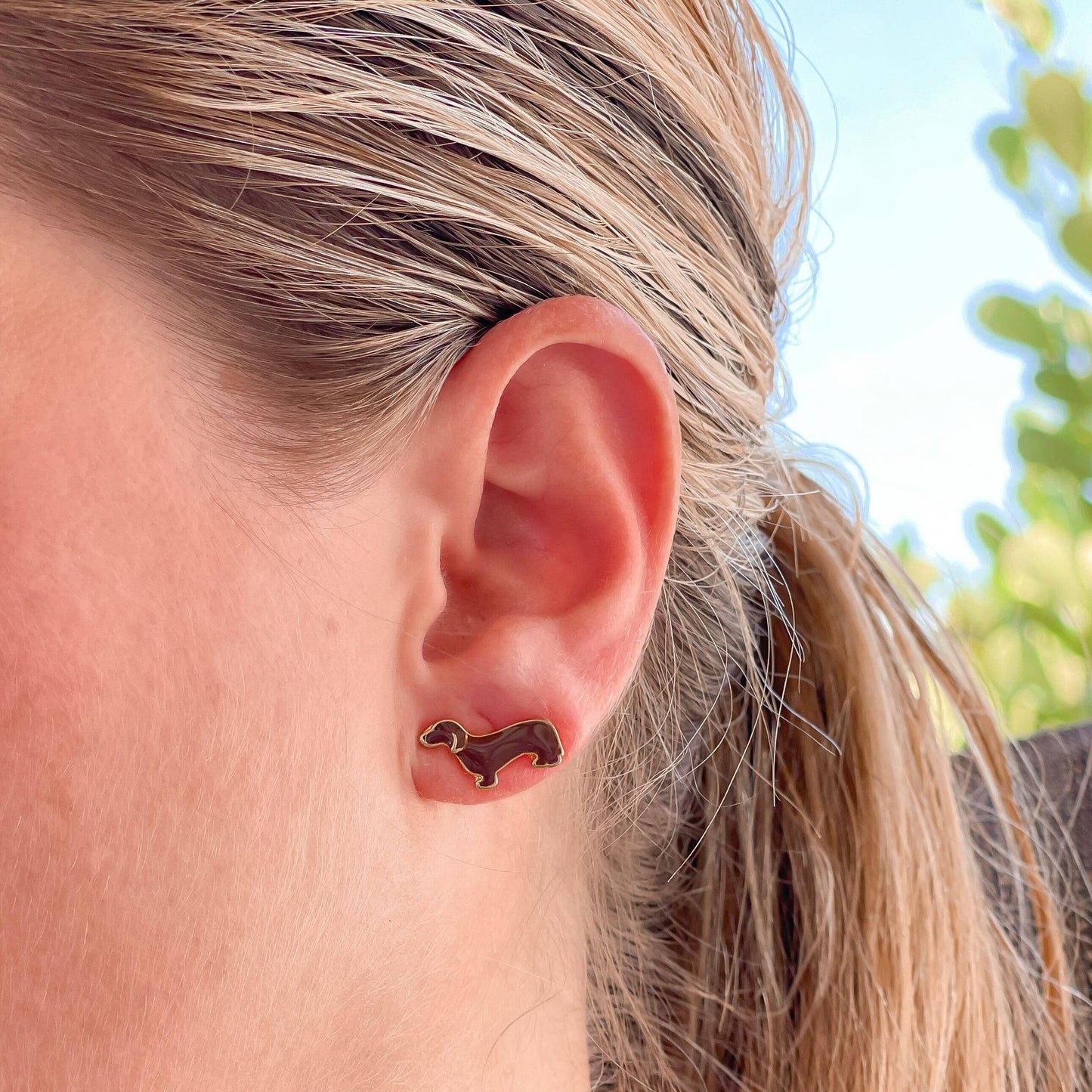 Dachshund Signature Enamel Stud Earrings