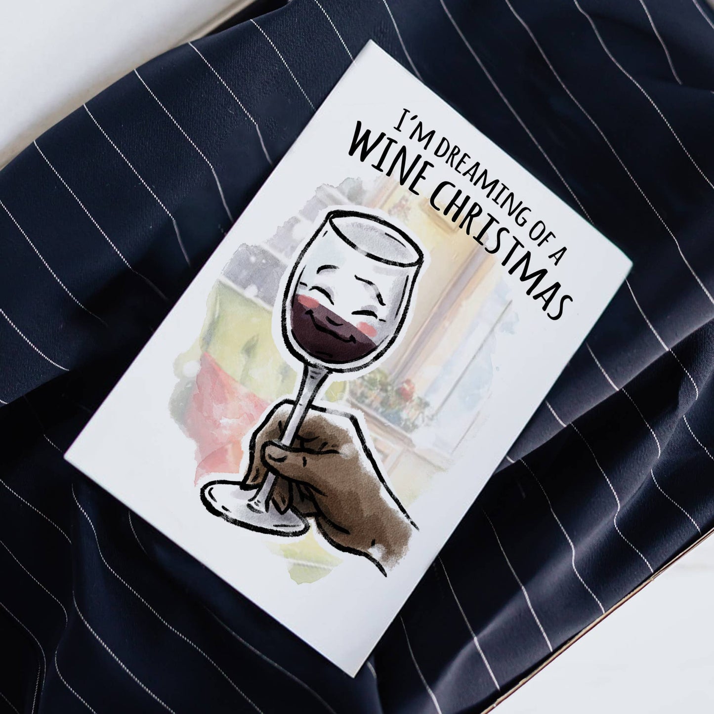 "Dreaming of a Wine Christmas" - Funny Drinking Holiday Card