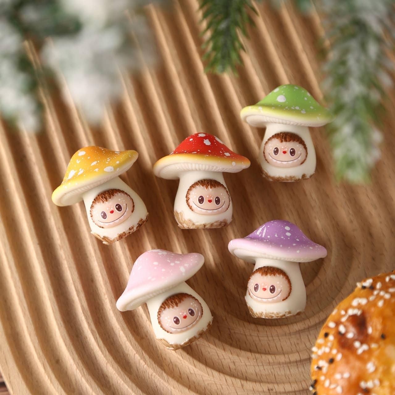 Labubu Mushroom Mini Figurines Desk Toys