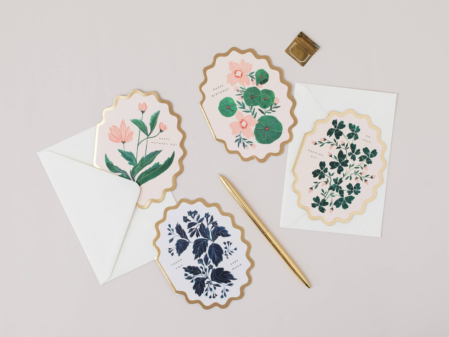 ON YOUR WEDDING DAY BOTANICAL SCALLOP DIE CUT CARD
