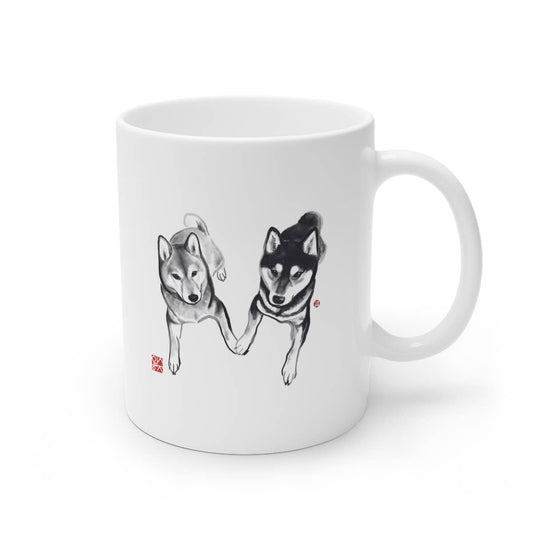 Lovers Shiba Inu Couple Mug | Sumi-e Ink Pet Gift