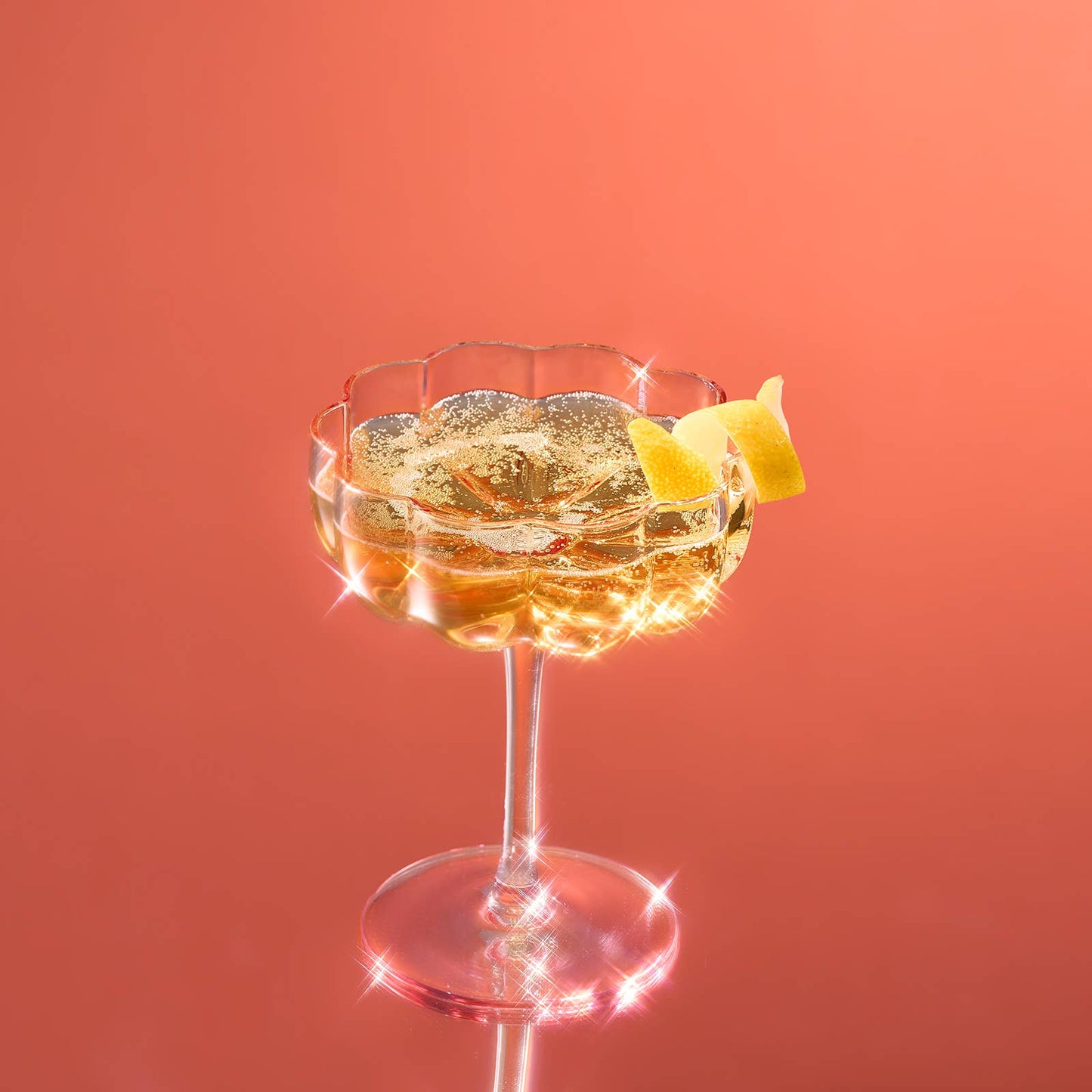 Elegant Flower Champagne & Cocktail Coupes - Pink Set of 4
