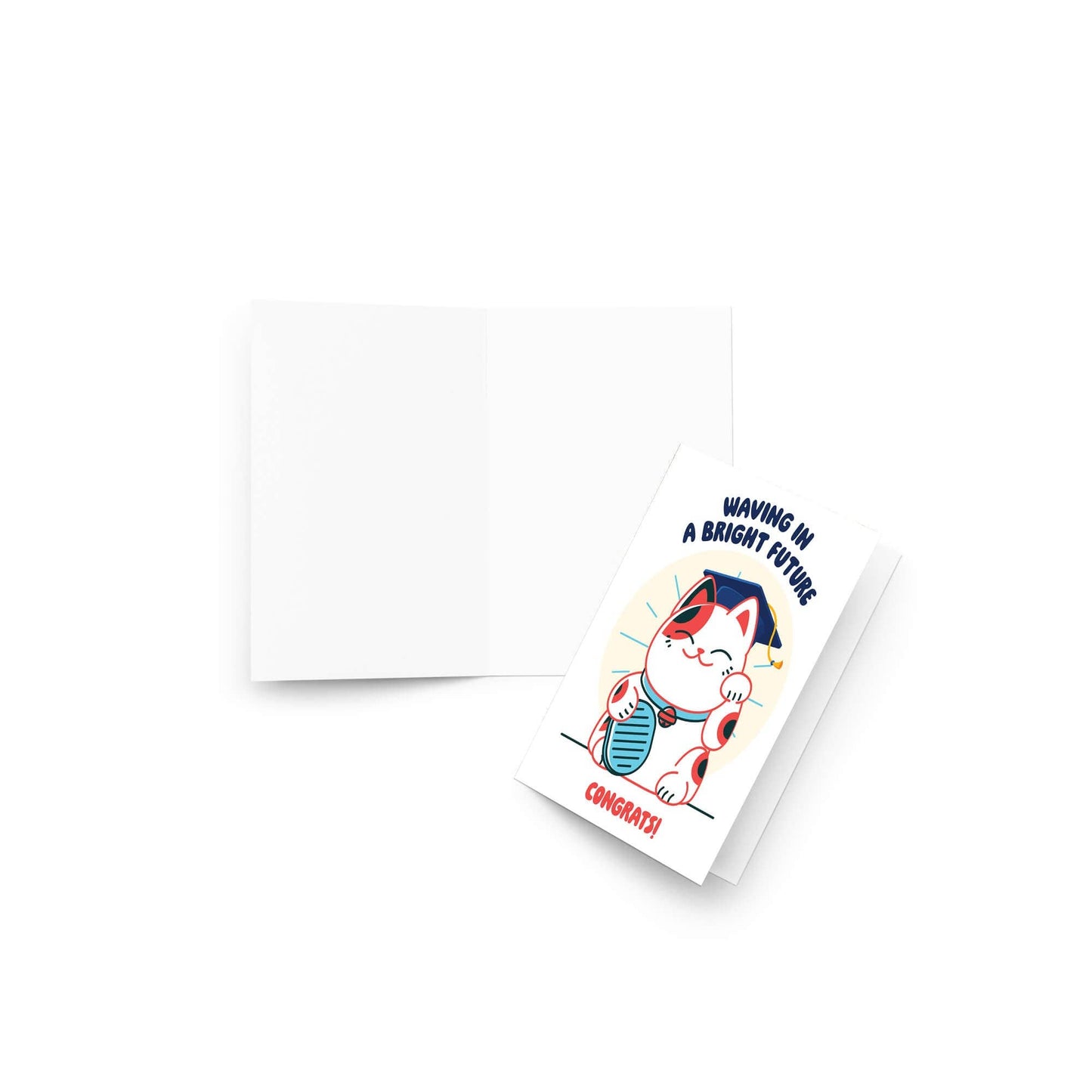 Lucky Cat Graduation Card | Japanese Maneki Neko Congratulations Cap