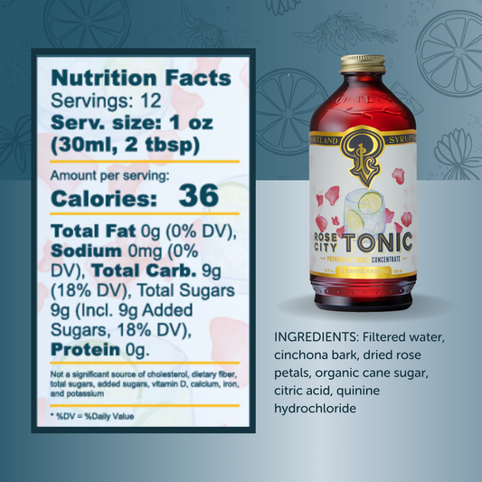 Rose City Quinine Tonic Syrup 12oz - cocktail/mocktail mixer