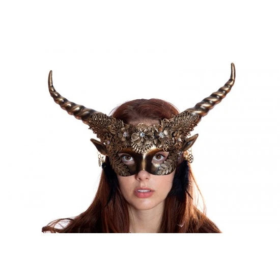 Gold Floral Horned Masquerade Mask
