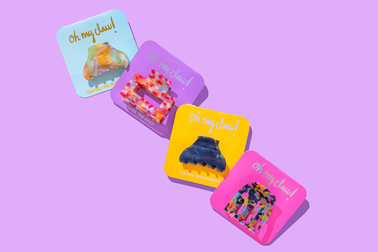 Claw Hair Clip Card - "You're Wonderful!"