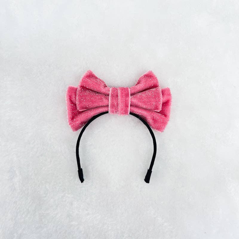 Mini Velvet glitter bow headband for labubu dolls