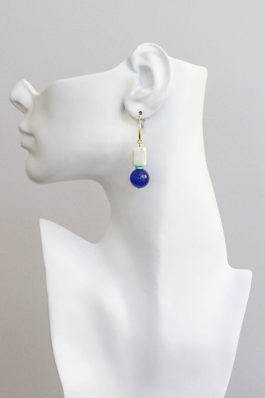 KYLE19 cobalt and white earrings
