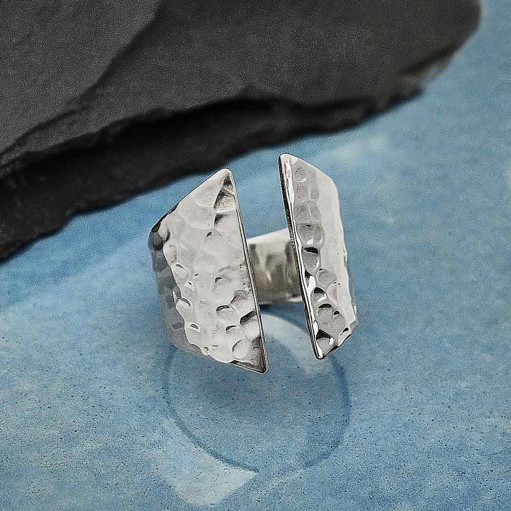 Sterling Silver or Bronze Adjustable Hammered Shield Ring