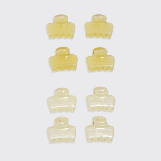 Mini Jelly Cloud Clips 8pc Set - Pearlized Cream & Butter Yellow