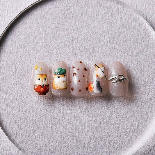 Chipmunk Embossed Pattern Design Nail Deco Sticker