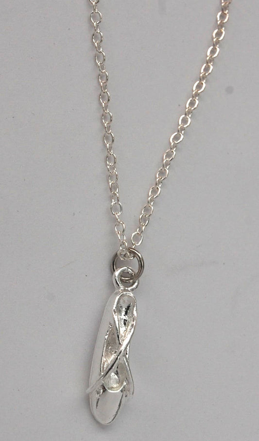 Ballet Slipper Necklace - silver