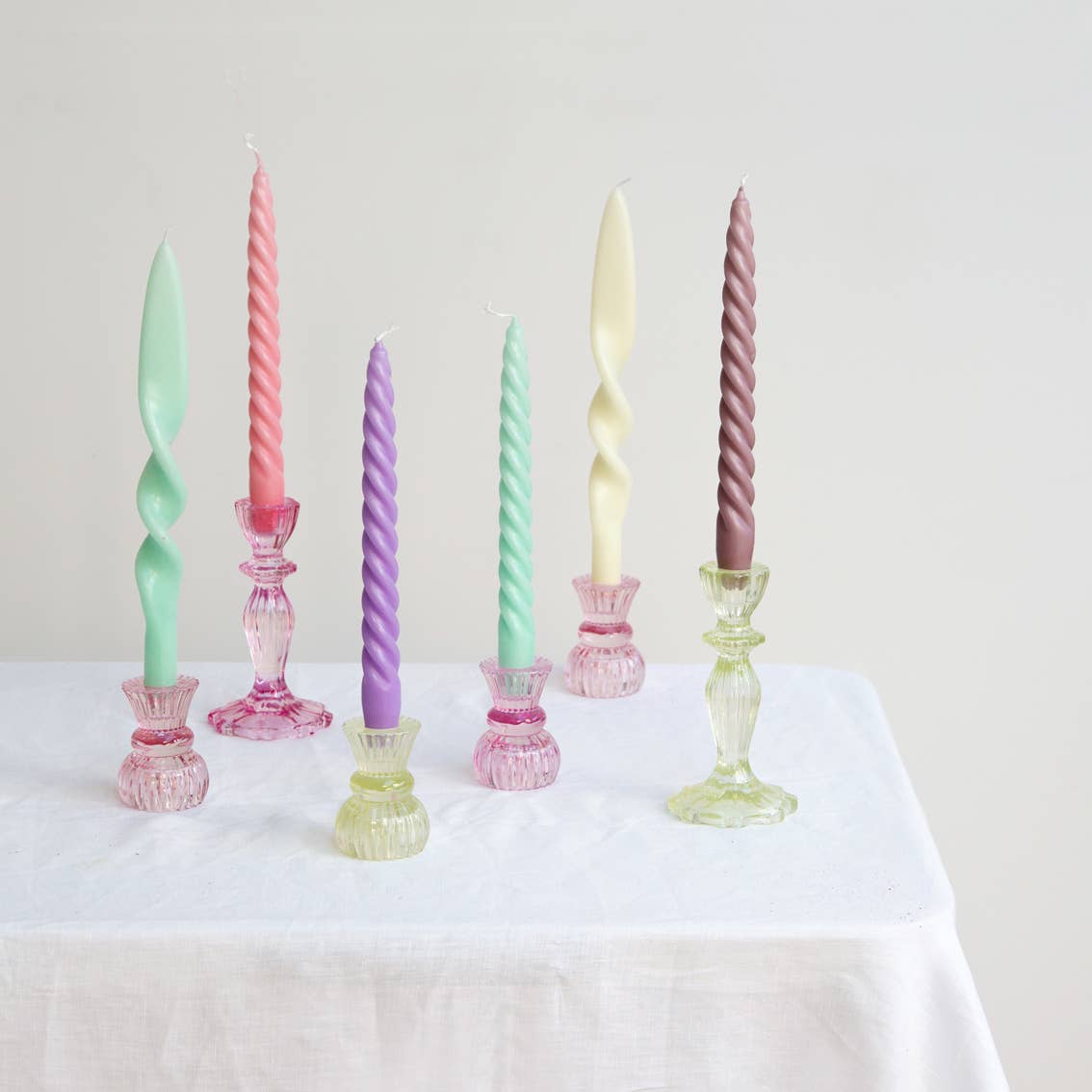 Rainbow Colored Twisted Candles