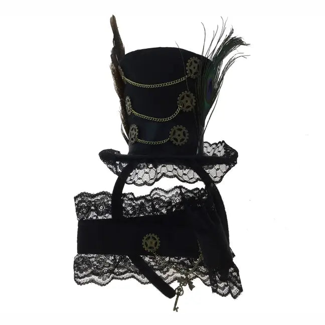 Black Steampunk Mini Top Hat and Choker