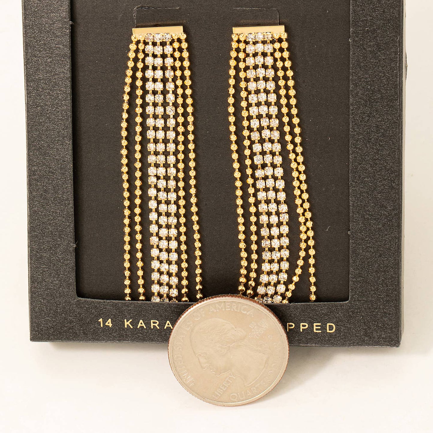 Secret Box Beads And Rhinestone Fringe Earrings