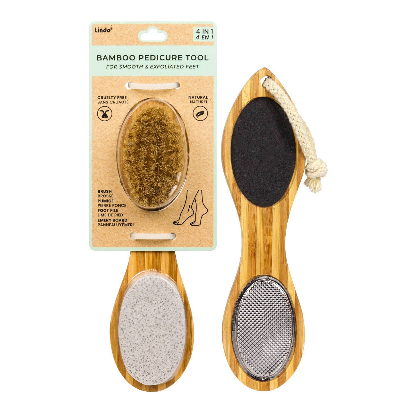 Lindo Bamboo Pedicure Tool (4-in-1)