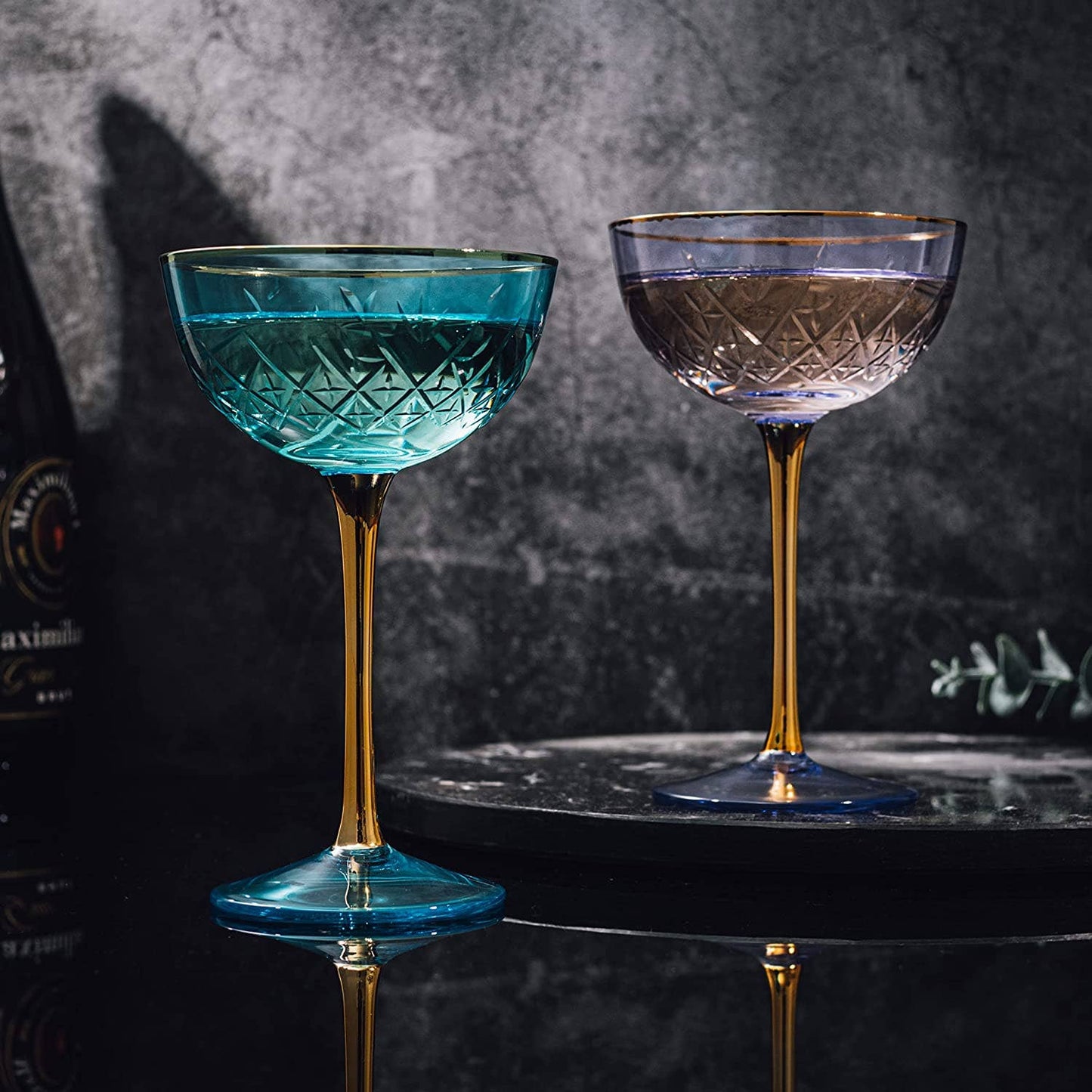 Colored Coupe Art Deco Glasses | 7.3 oz Classic