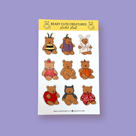 Beary Cute Creatures Sticker Sheet