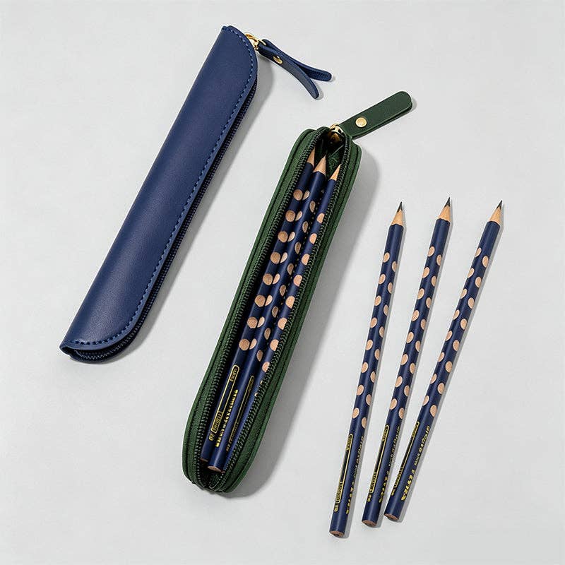 Minimalist Solid Color Faux Leather Pencil Case