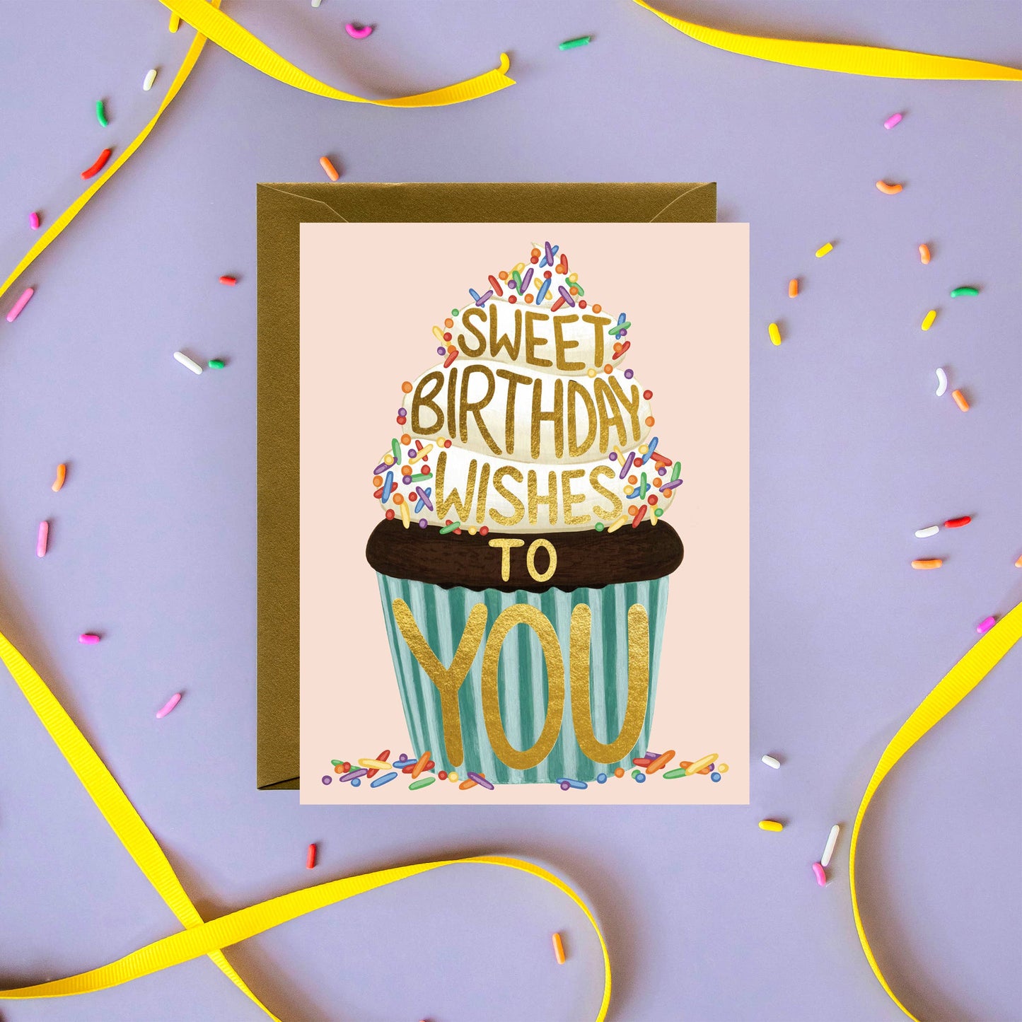 Giant Cupcake with Sprinkles Birthday Card *Foil Stamped*
