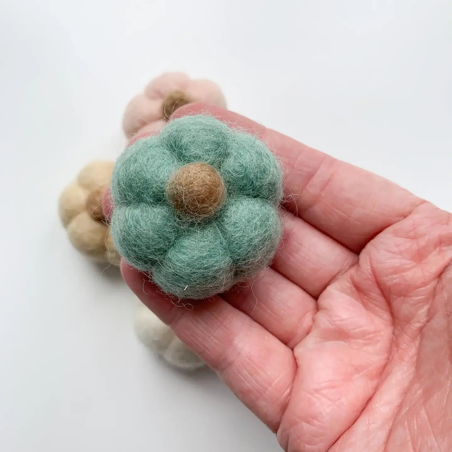 One Farmhouse Neutral Felt Mini Pumpkin