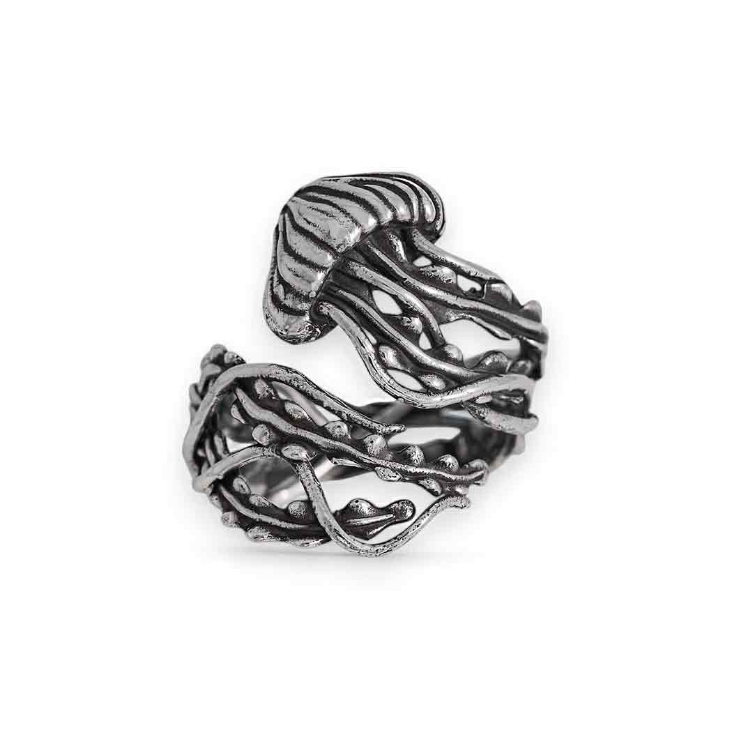 Sterling Silver or Bronze Adjustable Jellyfish Ring