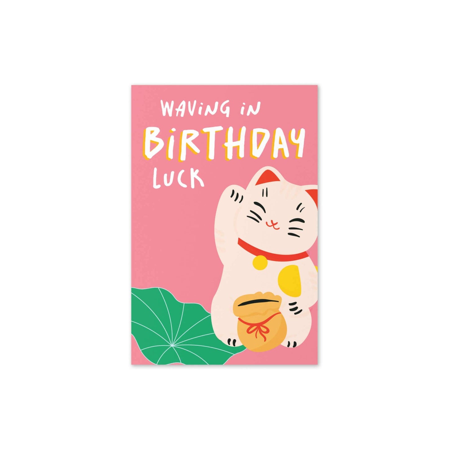 Waving in Luck Funny Birthday Card | Chinese Lucky Cat Asian Cards