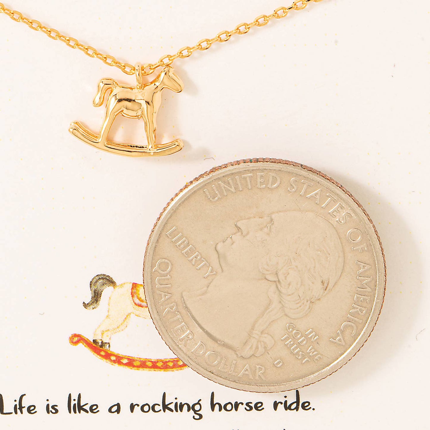 Gold Dipped Rocking Horse Pendant Necklace
