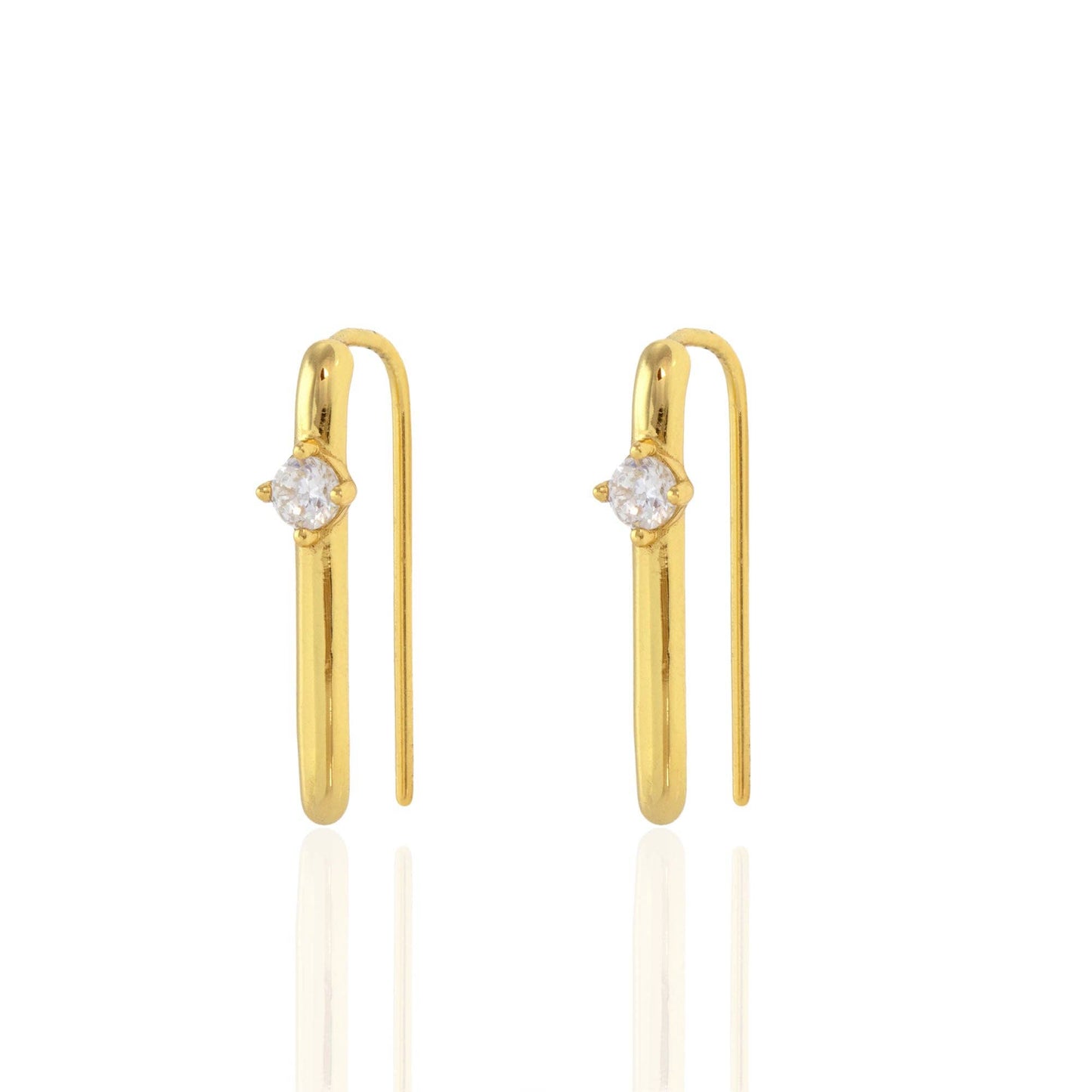 Arc Pull Through Hoop Earrings with Crystal
