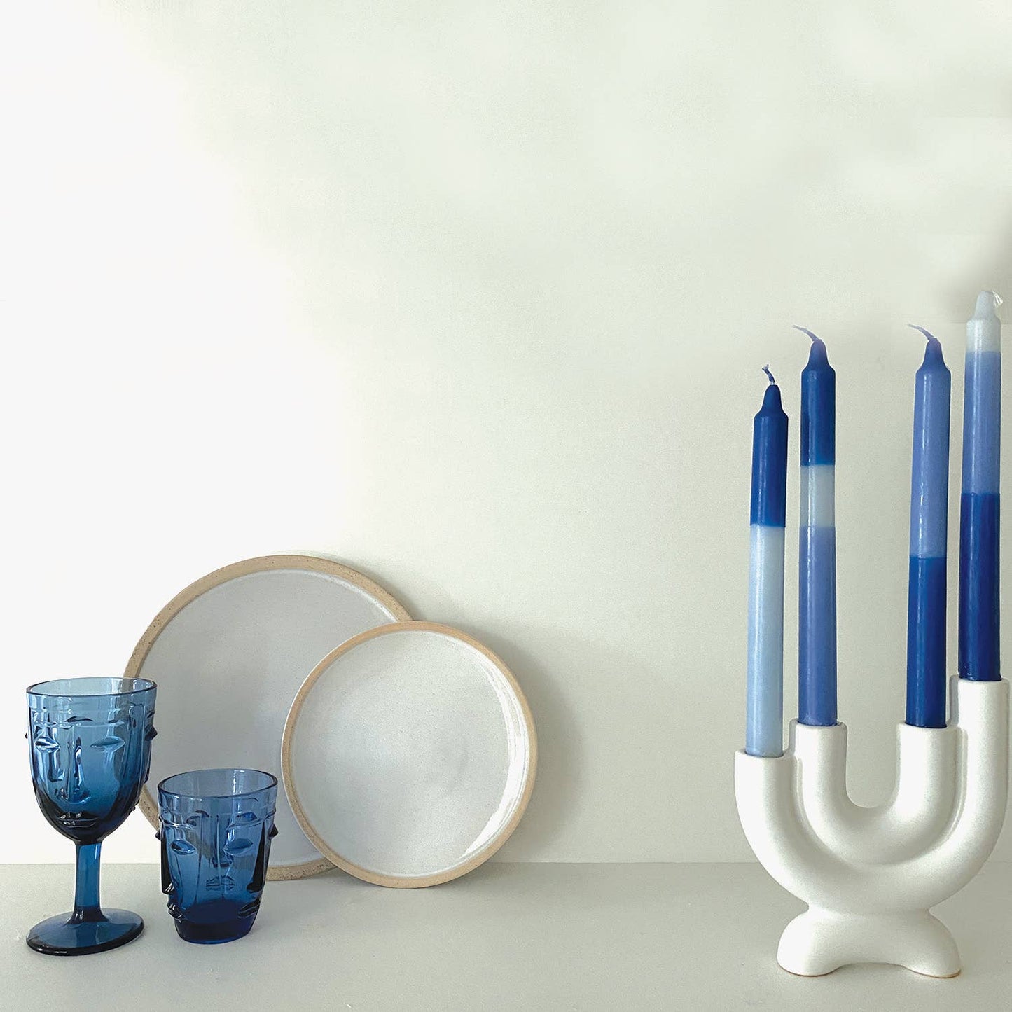 Blue face glass D8 H16.5cm