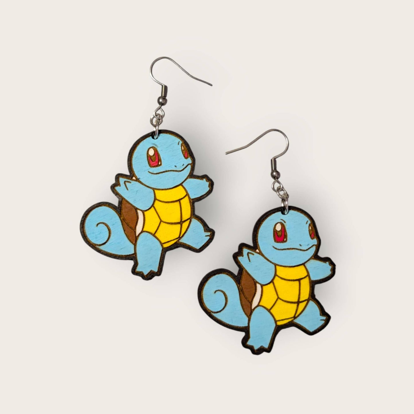 Squirtle Pokemon Hand Painted Dangle Earrings