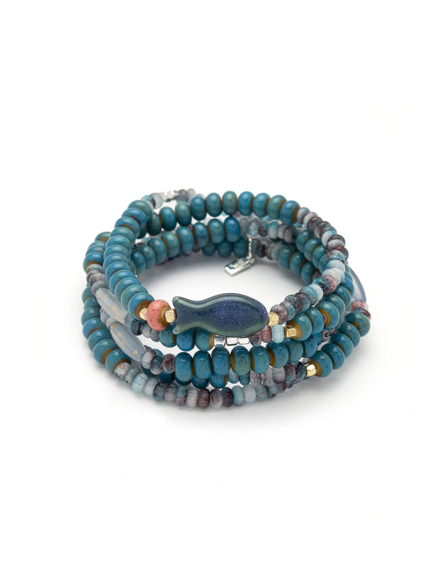 Ceramic Bead Wrap Harmony/Fish/Gold&Silver