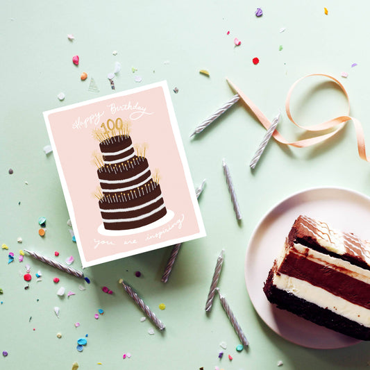 100 Cake | 100th Birthday Card | Happy 100th Birthday Card