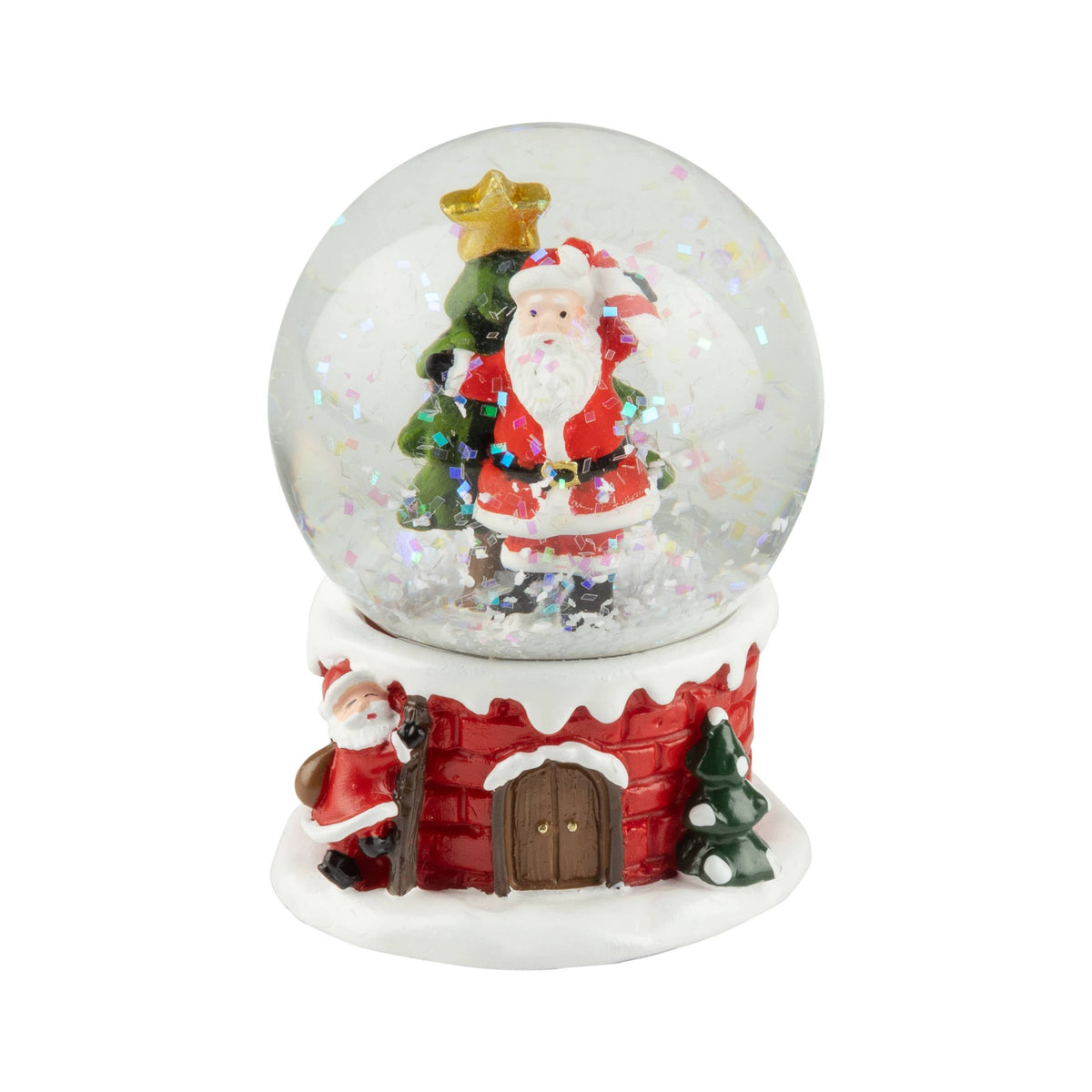 A29703:Mini Santa w/ tree snow globe on village base 45mm