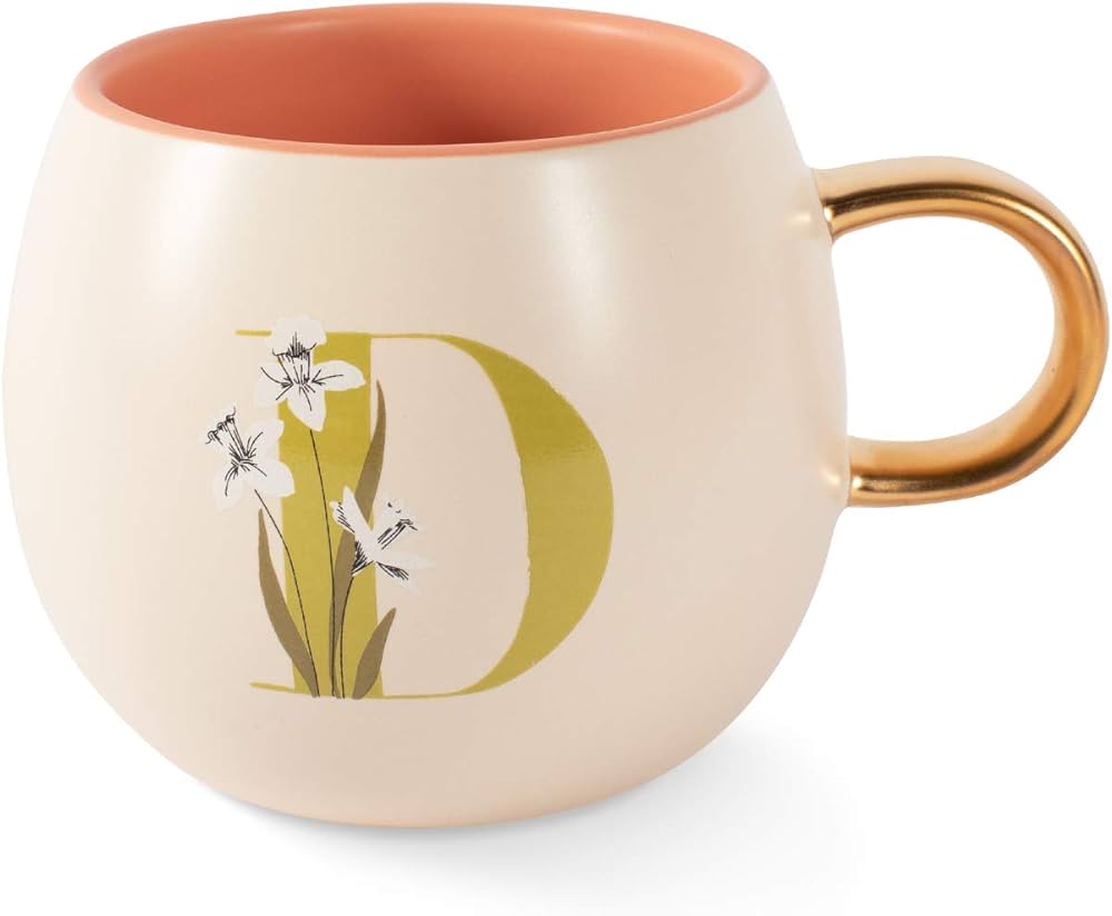 Monogram Floral Round Ceramic Mug 14oz