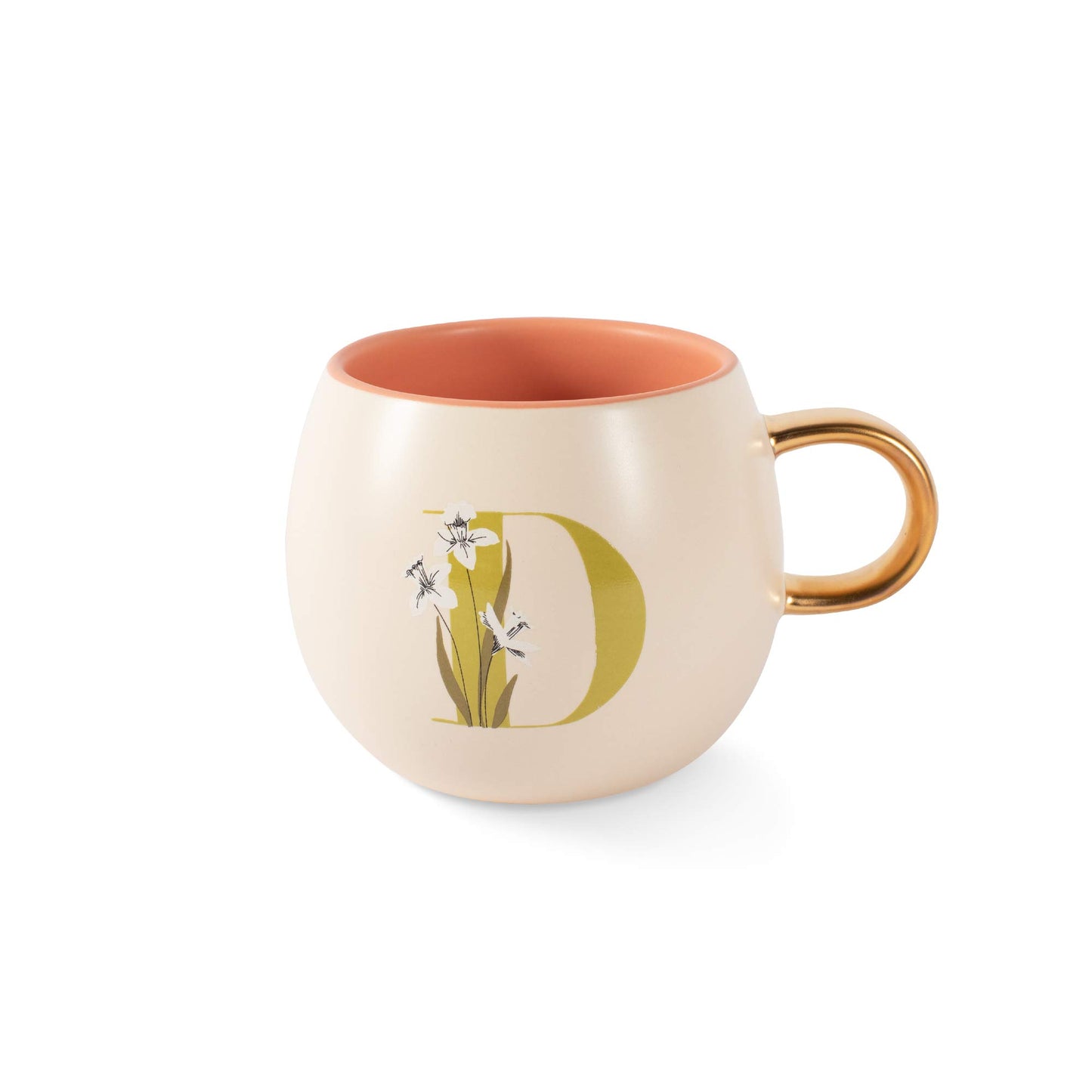 Monogram Floral Round Ceramic Mug 14oz