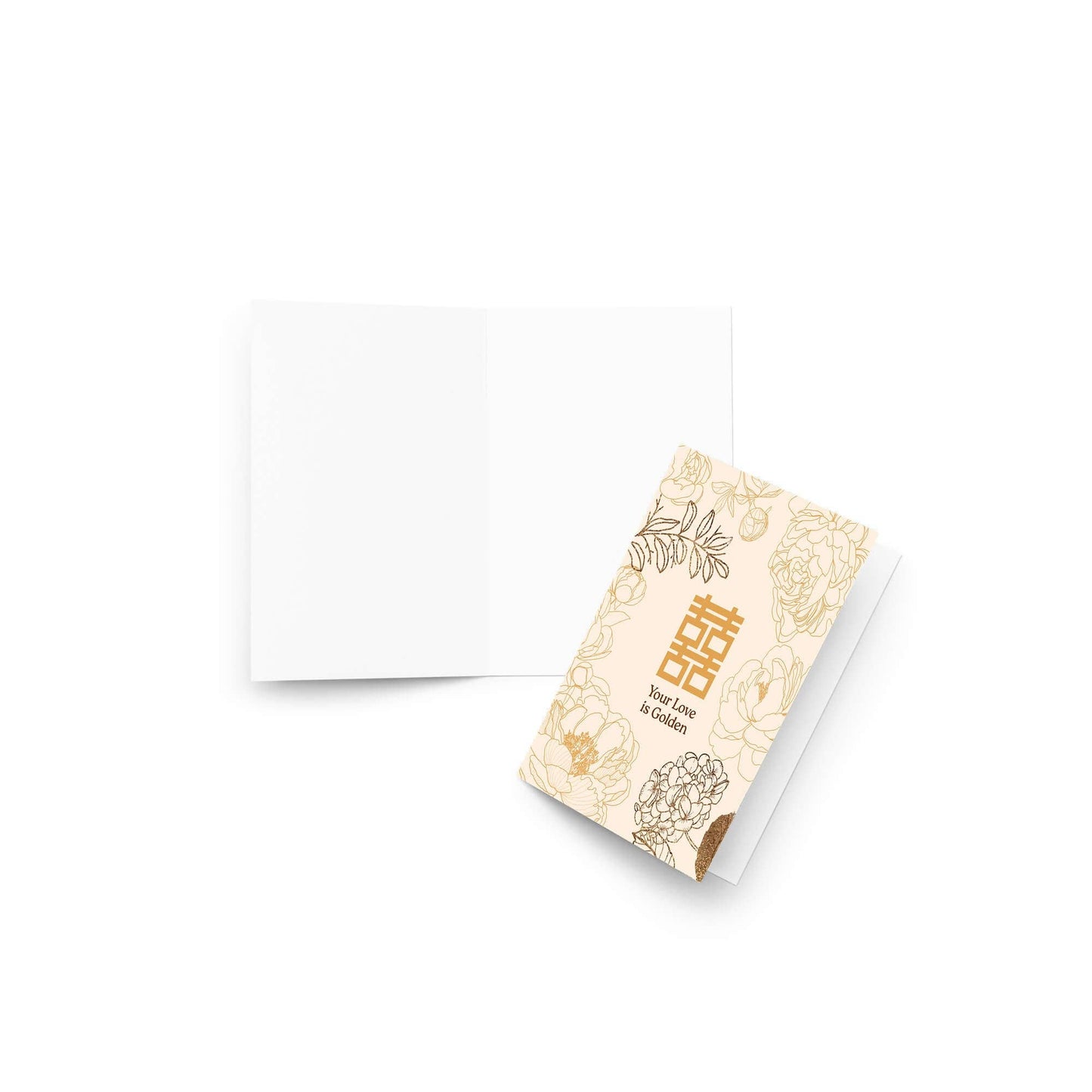 Golden Love Asian Wedding Cards | Chinese Double Happiness Character
