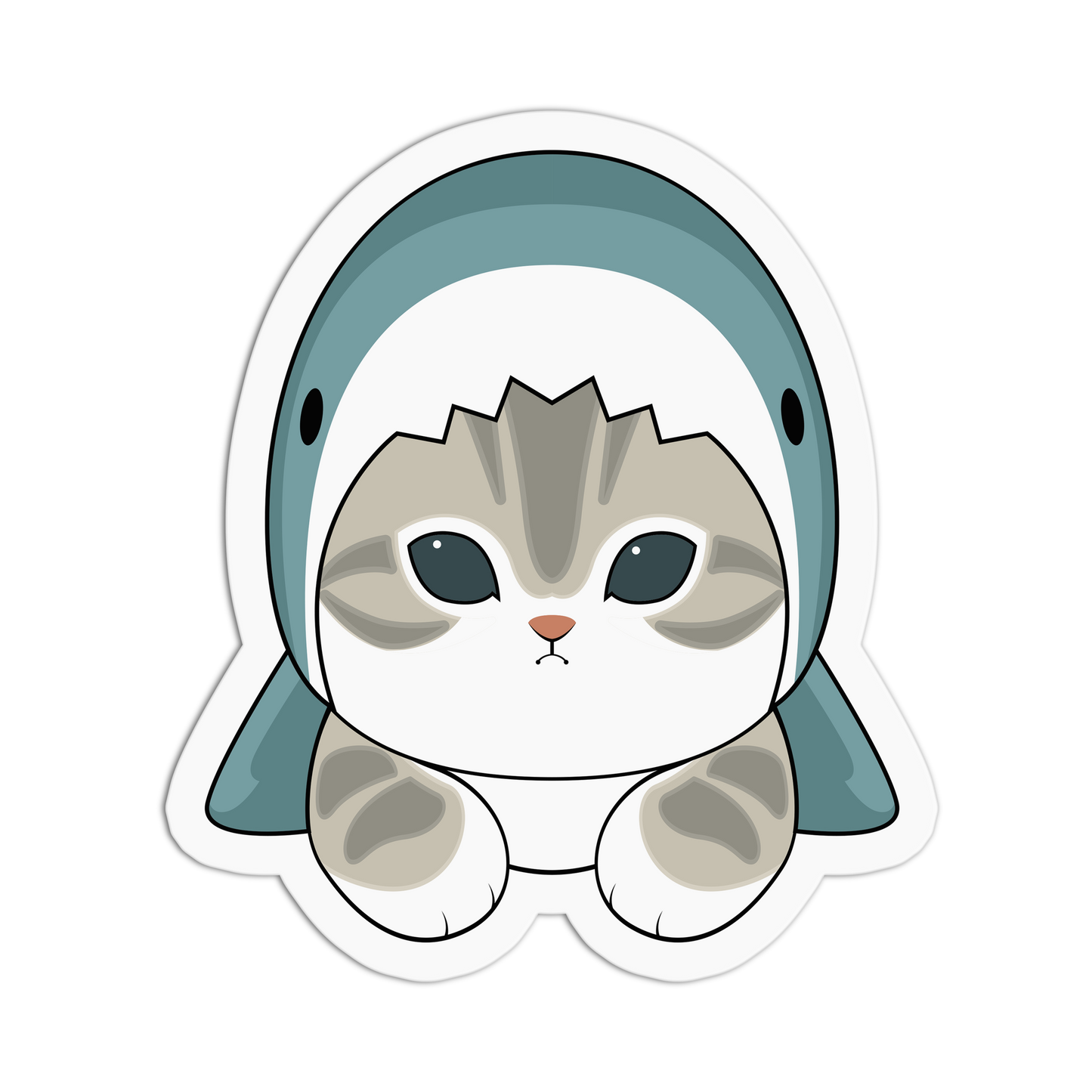 Shark Costume Cutie Cat Textured Stickers