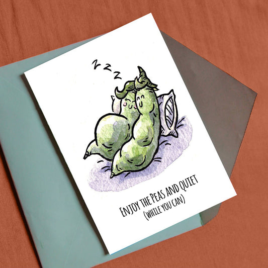 "Peas and Quiet" - Baby Shower, New Mom, Pregnancy Card