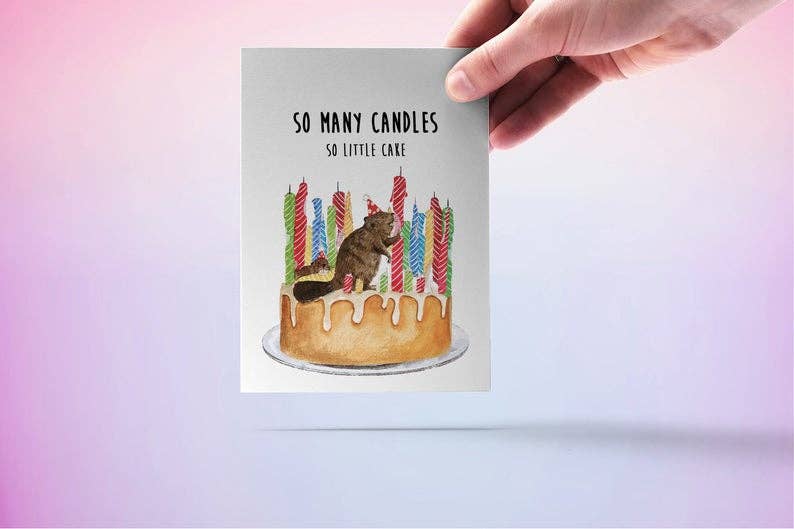 Beaver Cake Candles - Funny Birthday Card