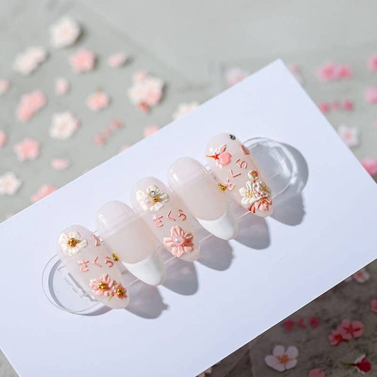 Elegant Pink Cherry Blossom Spring Nail Stickers