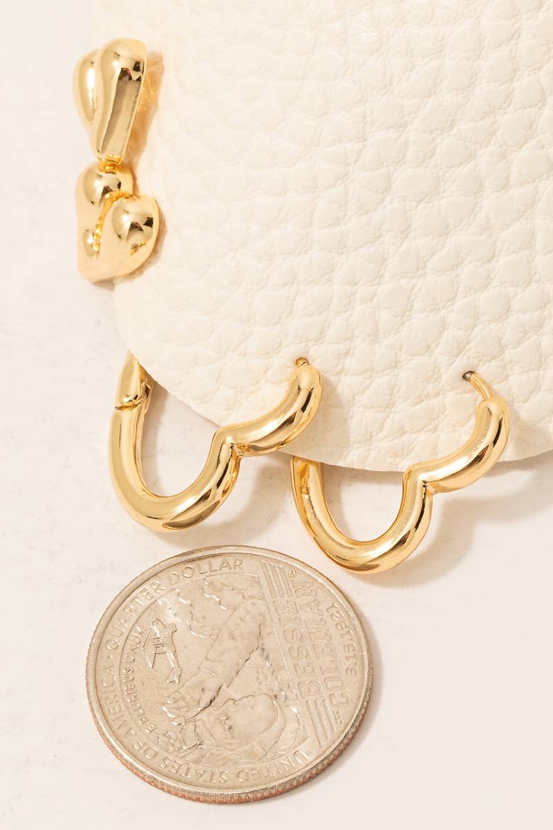 Mixed Metallic Hearts Earrings Set