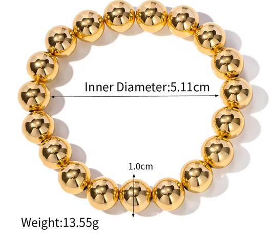 Gold Beads Bracelets- Bigger-14K Gold Steel Stretch