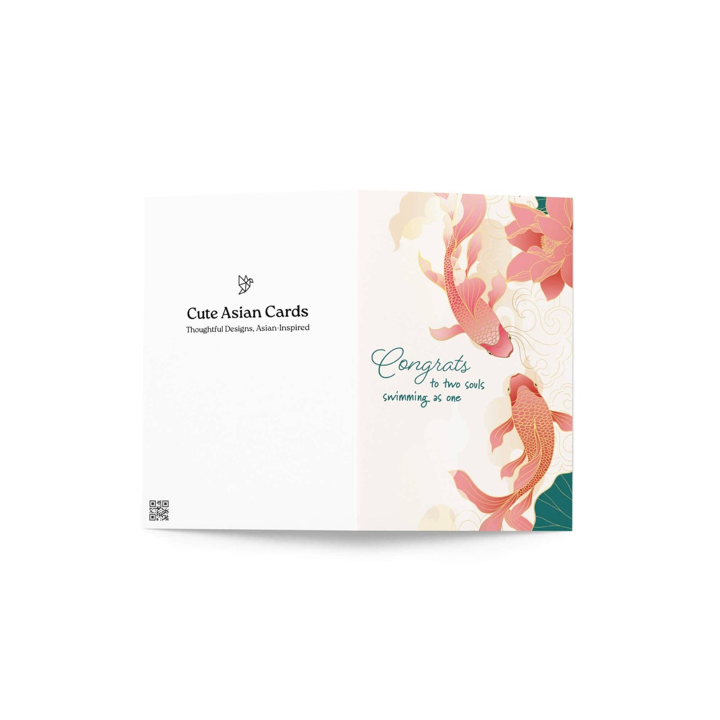 Koi Fish Asian Wedding Cards | Elegant Chinese Two Souls Swimming